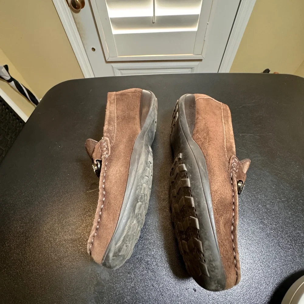 Geox size 37 horsebit leather driving loafers with rhinestones brown